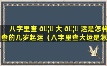 八字里查 🦁 大 🦄 运是怎样查的几岁起运（八字里查大运是怎样查的几岁起运呢）